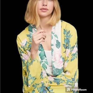 Anthropologie floral batwing kimono jacket